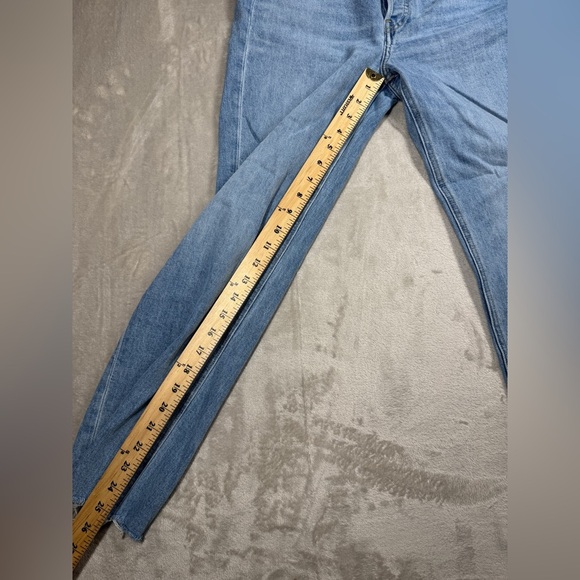 Frank & Eileen Monaghan Button Fly High Rise Raw Hem Straight Leg Mom Jeans 27 - Picture 9 of 16